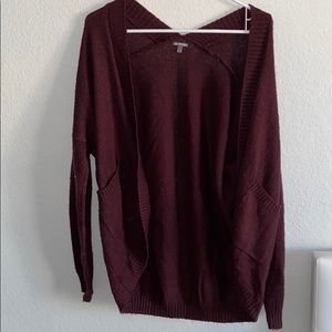 maroon cardigan